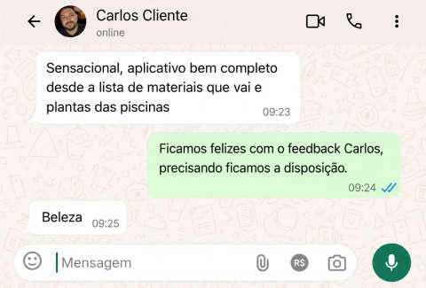 Feedback de cliente no WhatsApp
